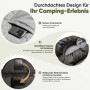 Sekey Deckenschlafsack Anthrazit: Details wie Innentasche, Kapuze und Klettverschluss für Camping.