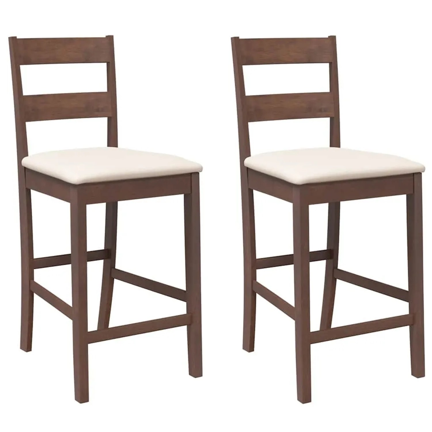 vidaXL Barhocker mit Kissen 2 Stk Braun Massivholz Gummibaum 4102555