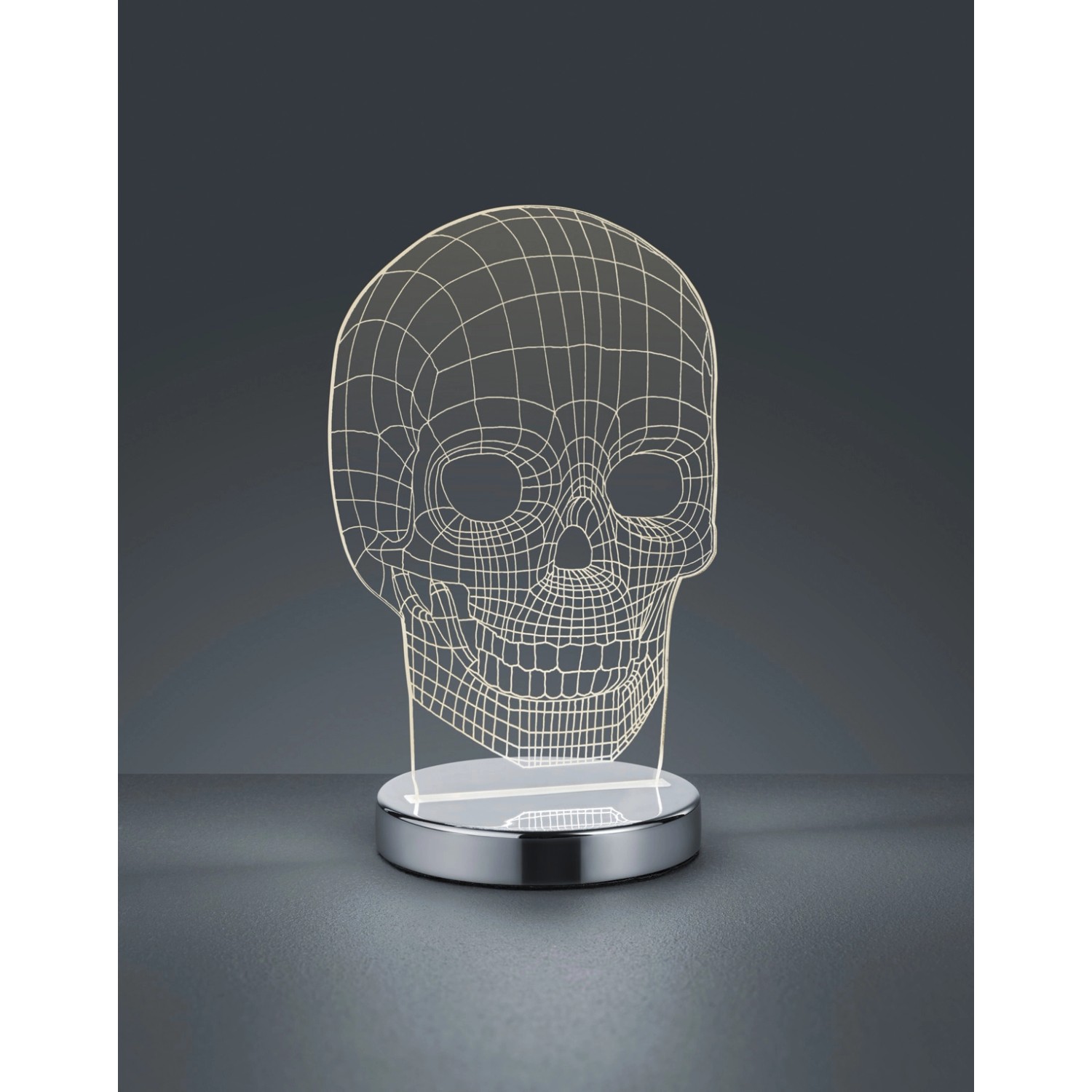 Reality LED Tischleuchte Skull 21,5 cm x 14,5 cm x 12 cm Chrom