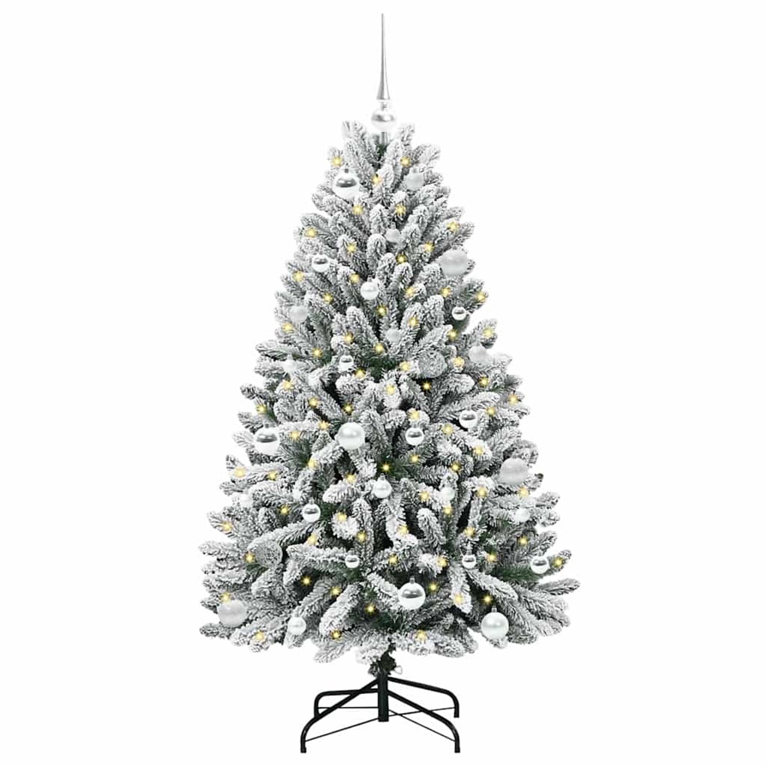 vidaXL Künstlicher Weihnachtsbaum Grün und Weiß 150 cm PVC und Metall 3395744