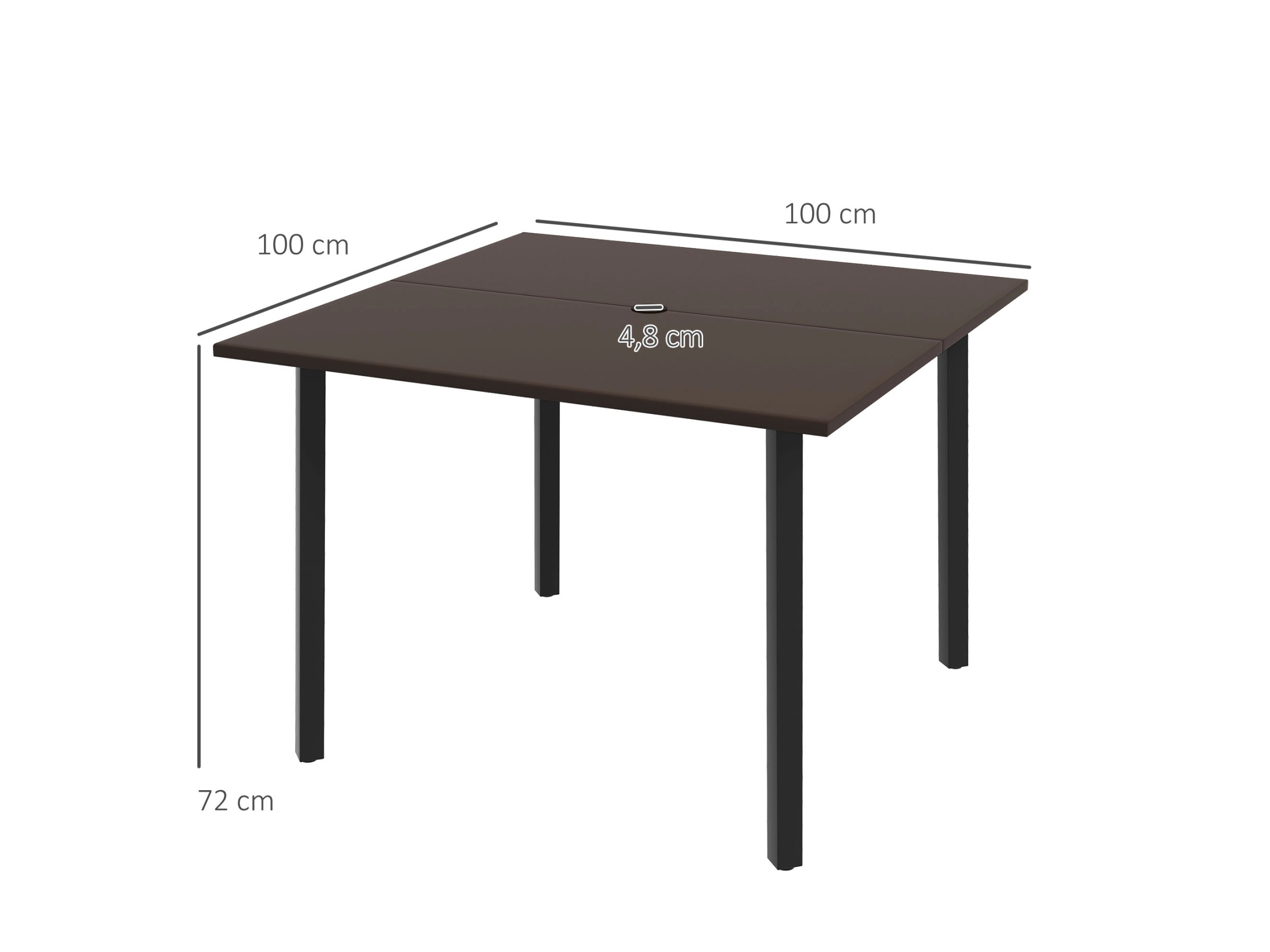 Relaxdays Gartentisch Rund - 70cm Mit Schirmloch & Stöpsel Weiß