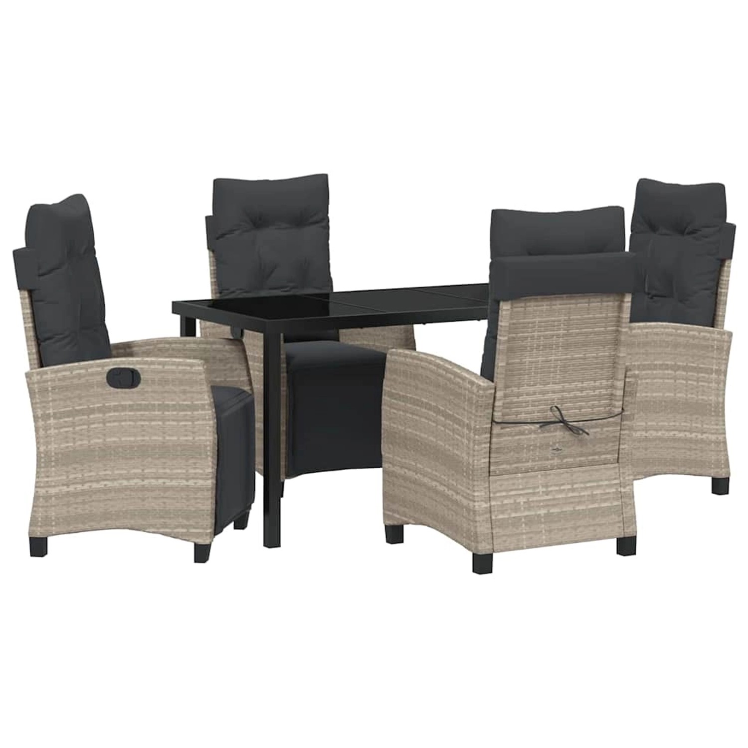 vidaXL Garten Essgruppe 5-Tlg Hellgrau Poly Rattan 3380458 günstig online kaufen