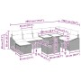 vidaXL Gartenmöbel-Set Beige, 9-teilig mit Tisch und Sofa mit Stauraum. Abmessungen sind dargestellt.