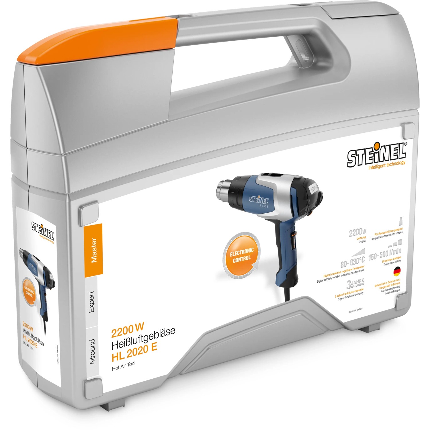 Steinel Heißluftgebläse HL 2020 E (2.200 W) im Koffer. Elektronisch geregelt mit LCD-Display.