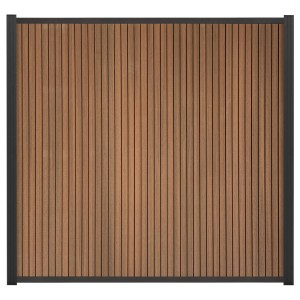 GartenLand WPC Zaun Shadowline Vertikal, Mahagoni, 175x180 cm. Sichtschutz Steckzaun mit Alu-Rahmen.