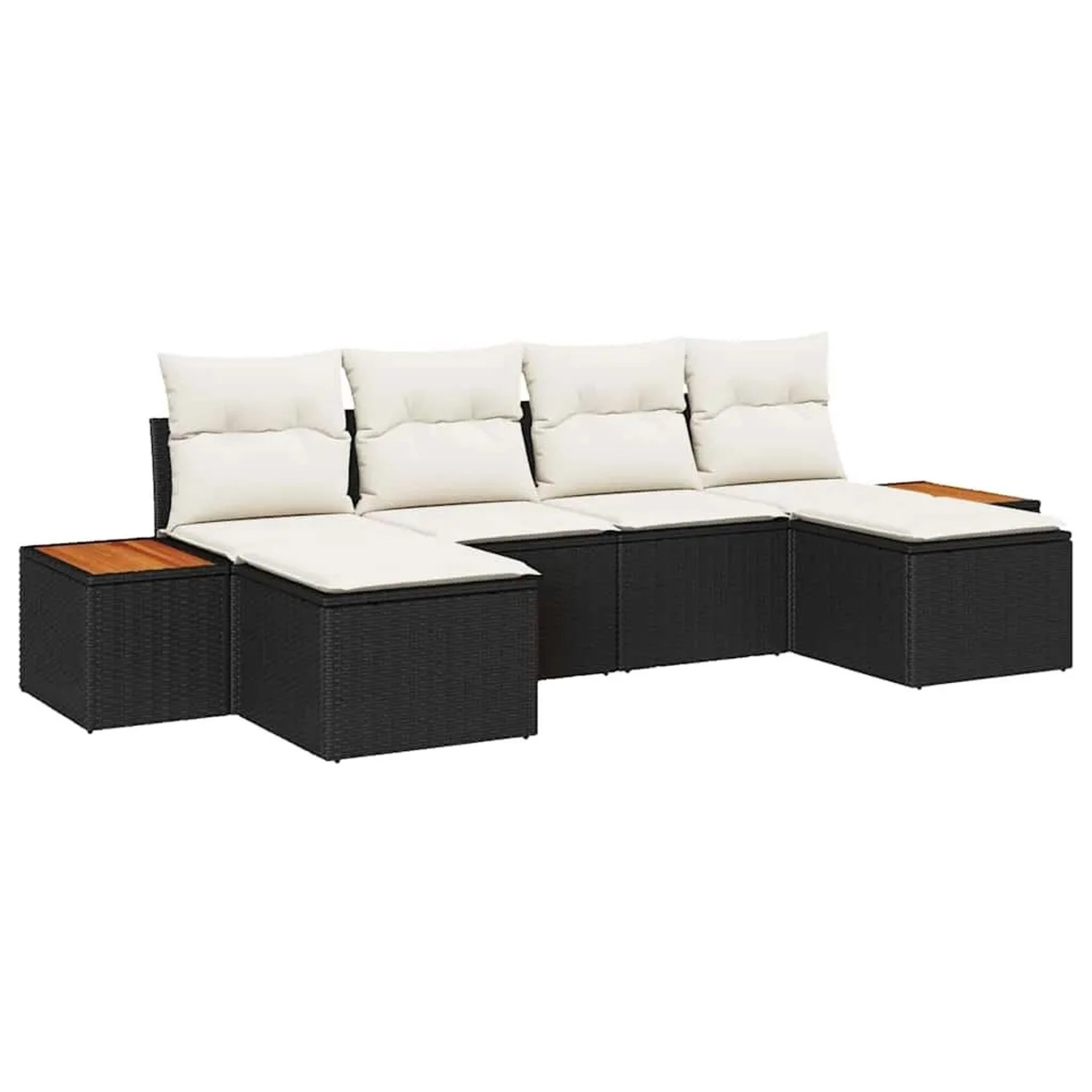 vidaXL Gartensofa-set mit Kissen 6-Tlg Schwarz und Creme Poly-Rattan 335680 günstig online kaufen
