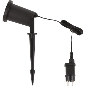 Schwarzer LED Projektor Schneeflocken für Außen-Dekoration mit Erdspieß und Zuleitung.