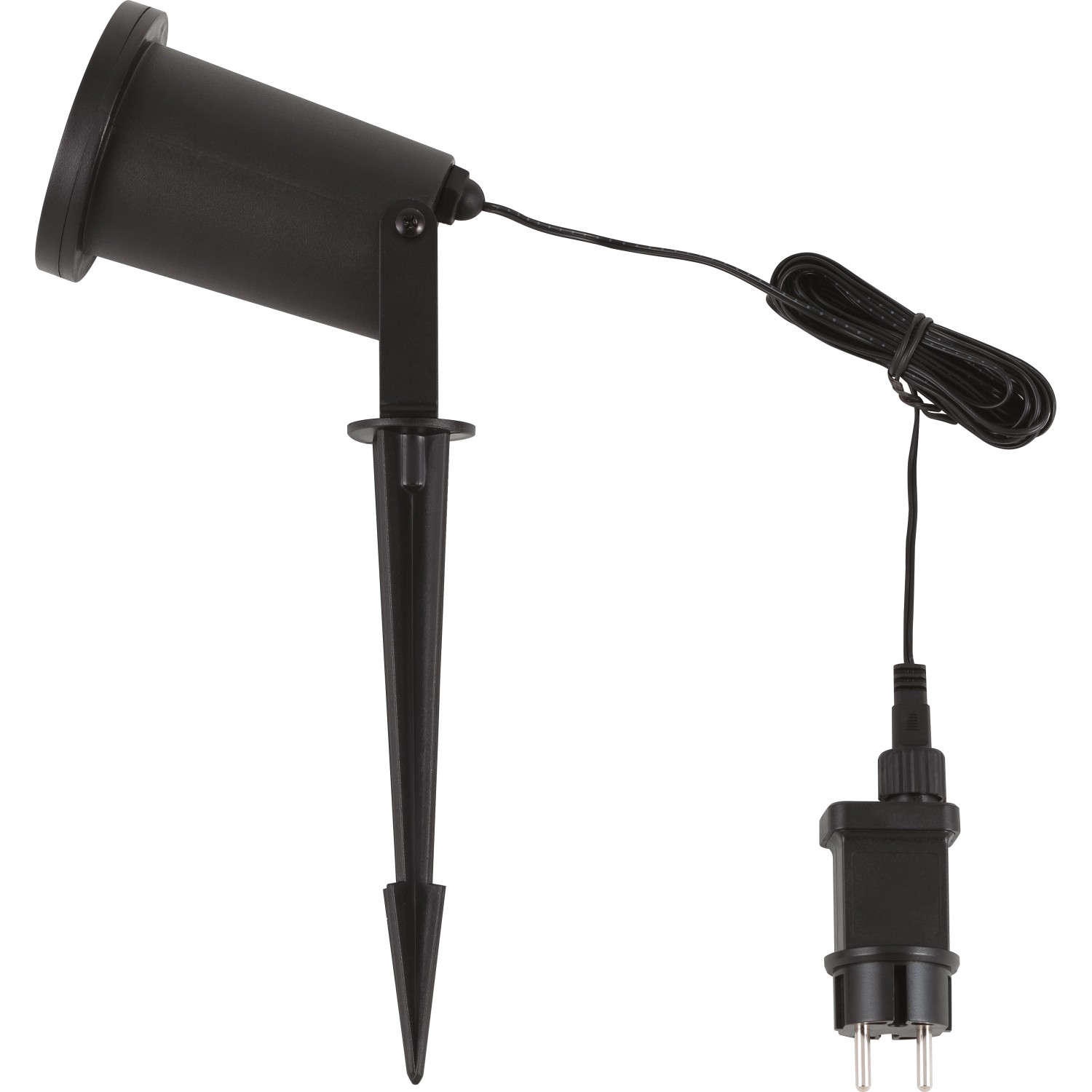 Schwarzer LED Projektor Schneeflocken für Außen-Dekoration mit Erdspieß und Zuleitung.