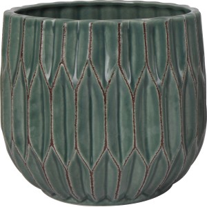 Übertopf Plissee Keramik Grün Ø 16 cm x 16 cm