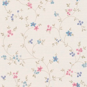 Bunte Vlies Tapete mit floralem Muster im Landhausstil für Küche, Bad und Schlafzimmer.