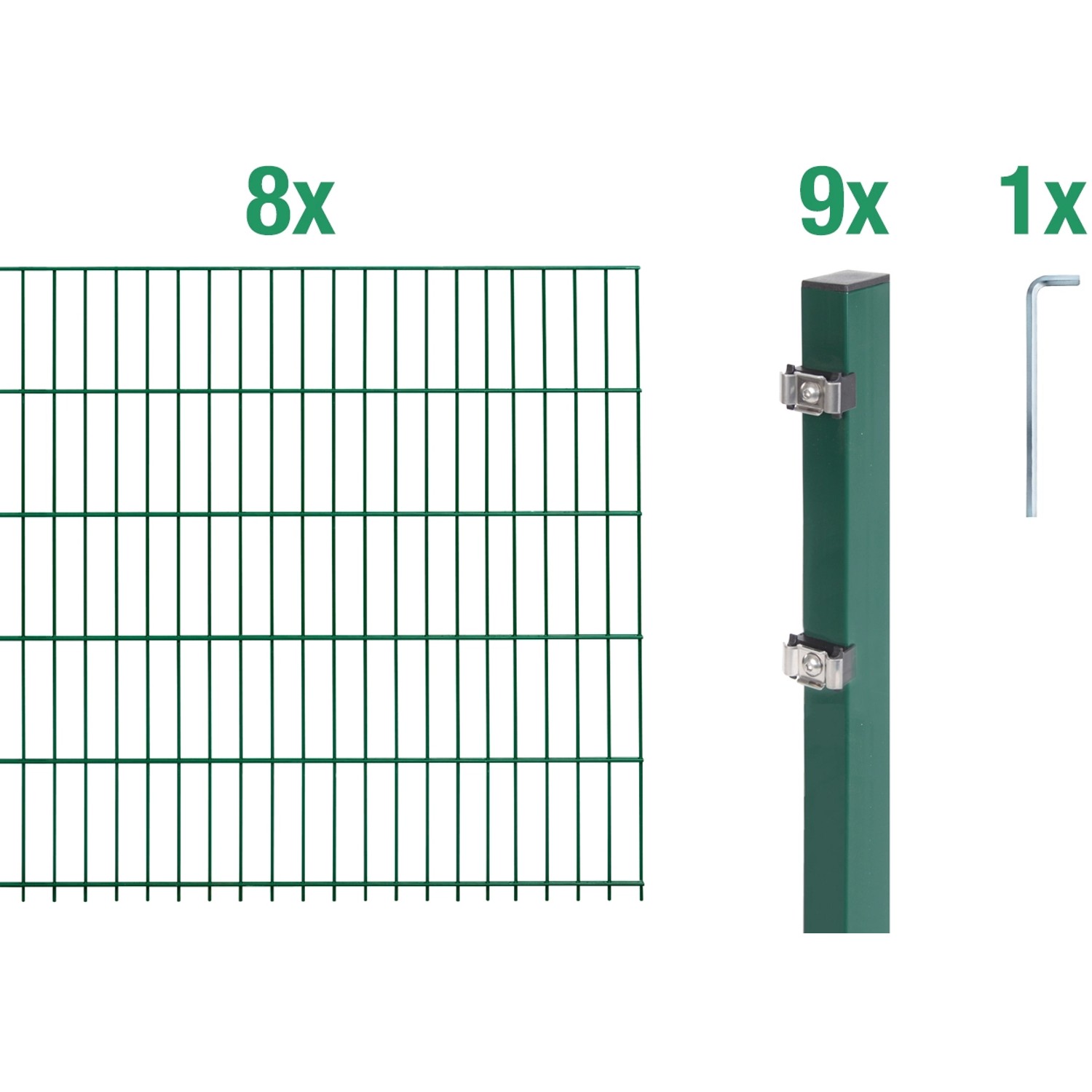 Metallzaun Grund-Set Doppelstabmatte verz. Grün beschichtet 8 x 2 m x 1,4 m günstig online kaufen