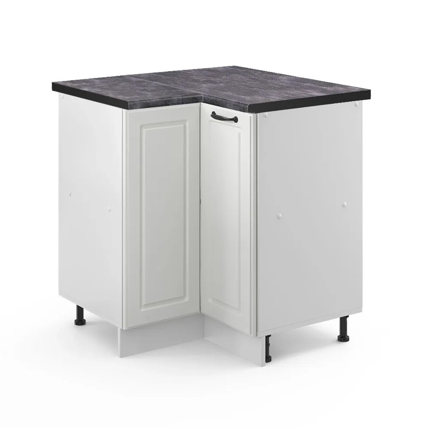 Vicco Eckunterschrank R-Line Weiß Landhaus Weiß 76 cm AP Anthrazit