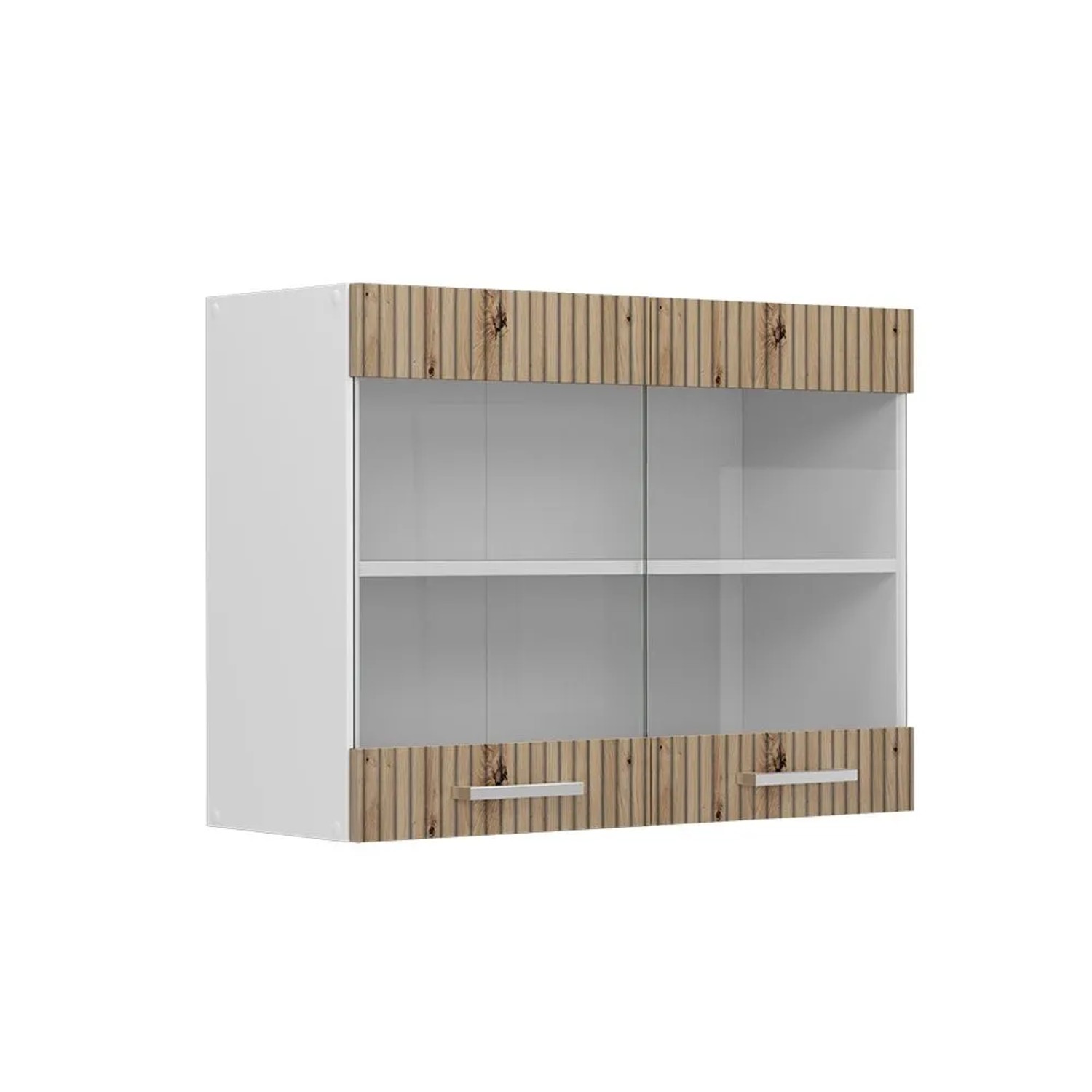 Vicco Küchenglasschrank R-Line Glashängeschrank Artisan-Eiche Weiß 80 cm