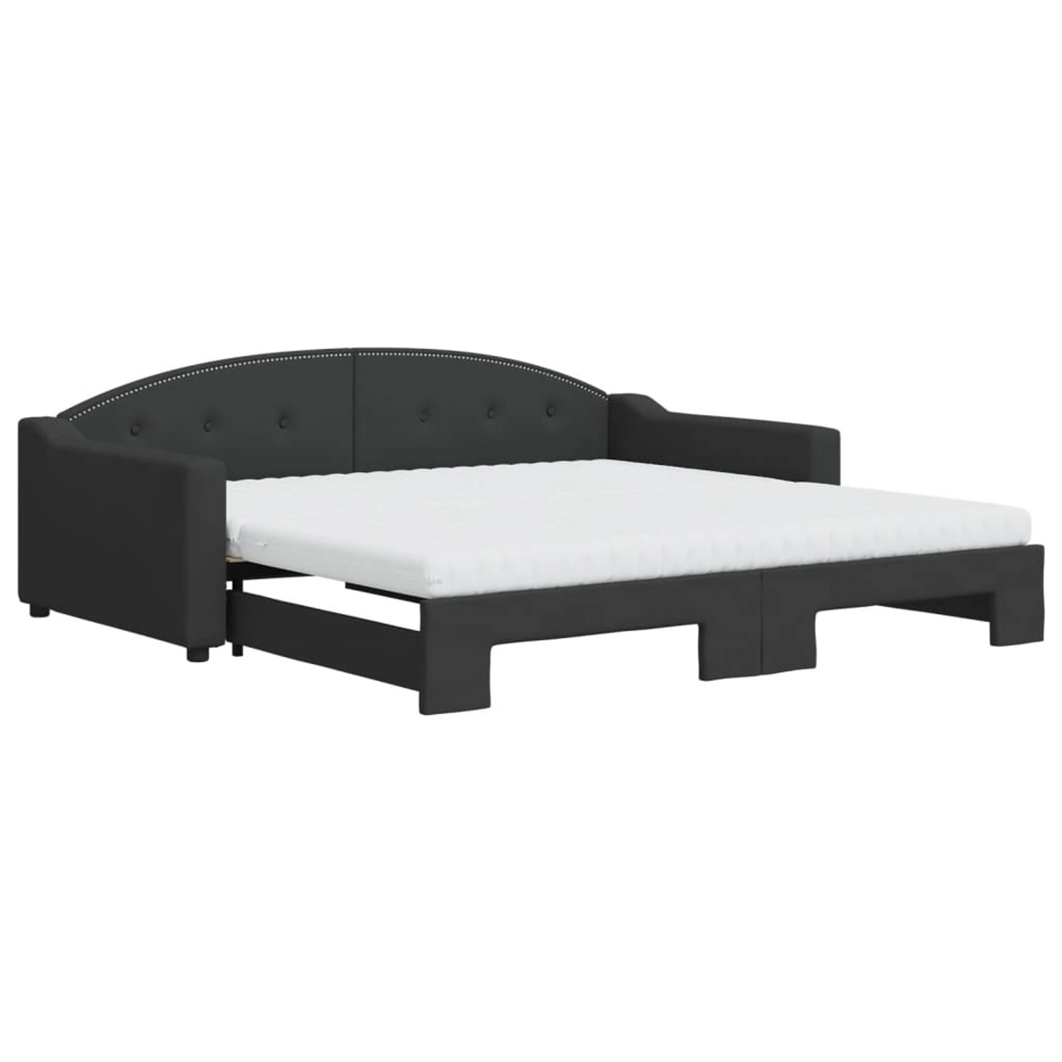 vidaXL Tagesbett Ausziehbar mit Matratzen Schwarz 100x200 cm Stoff1881279