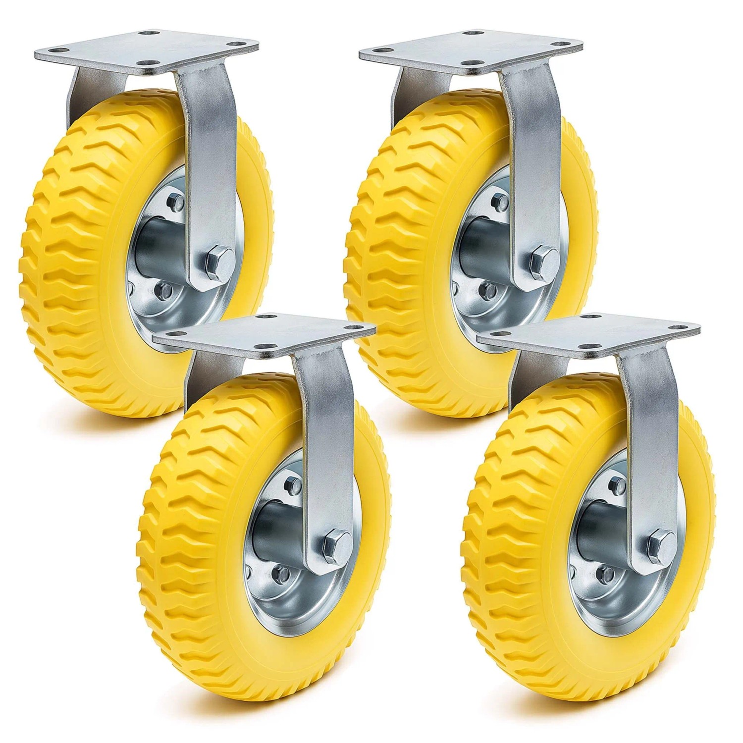 Wiltec Bockrollen Set 4X 225X58Mm Transportrolle Pannensicher Gelb Vollmaterial