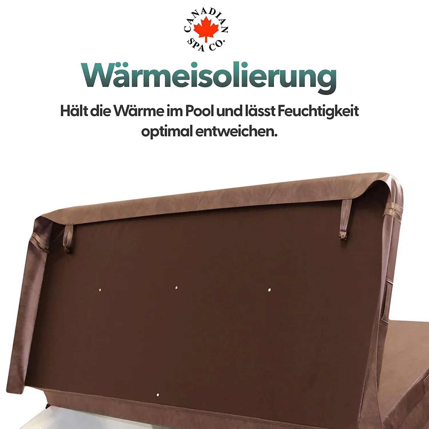 Graue Canadian Spa Isolierabdeckung für Whirlpool, Detailansicht der wetterfesten Abdeckung.