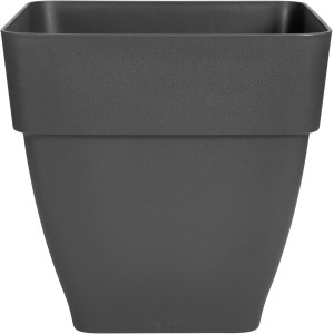 Quadratischer, anthrazitfarbener Elho Blumentopf Vibia Campana, 30x30x28 cm, aus recyceltem Kunststoff.