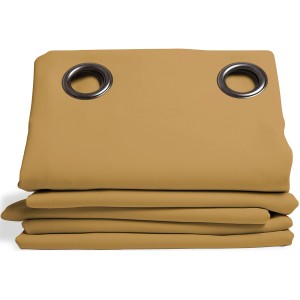 Moondream Verdunklungsvorhang in Ocker, 135x260 cm, mit Ösen für einfache Aufhängung.