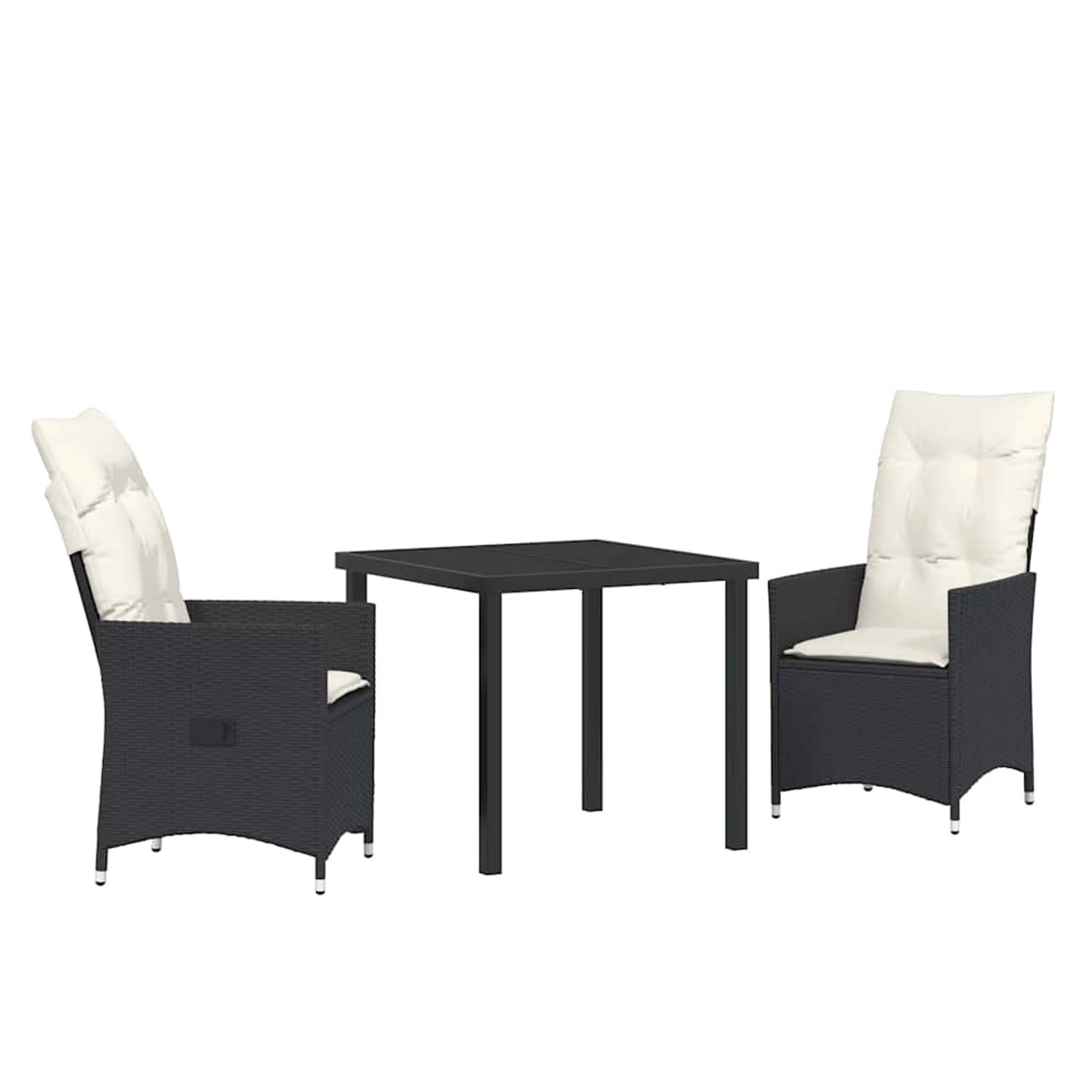 vidaXL Garten Essgruppe mit Kissen 3-Tlg Schwarz Poly Rattan 3379534 günstig online kaufen
