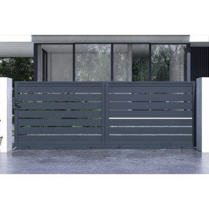 Elektrisches Casanoov Schiebetor Vogel 4M, H 140cm mit Antrieb. Gartentor aus Aluminium in Anthrazit.