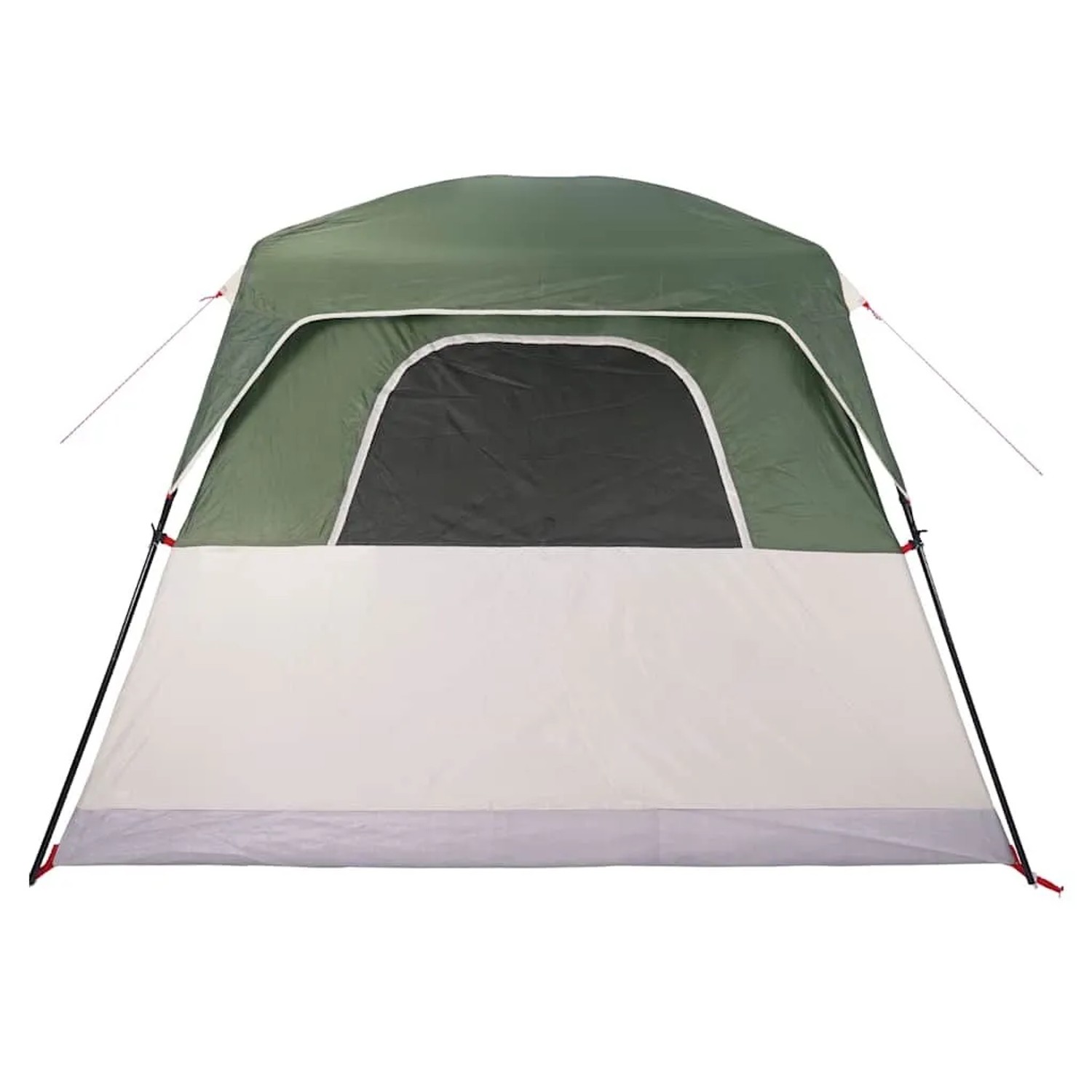 Grünes und beiges vidaXL Campingzelt für 4 Personen, wasserdicht, mit dunklem Netzfenster.