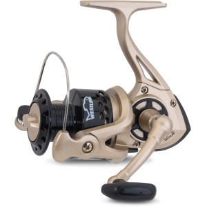 Westline Angelrolle EN-XS² 40 in Gold und Schwarz, Detailansicht.