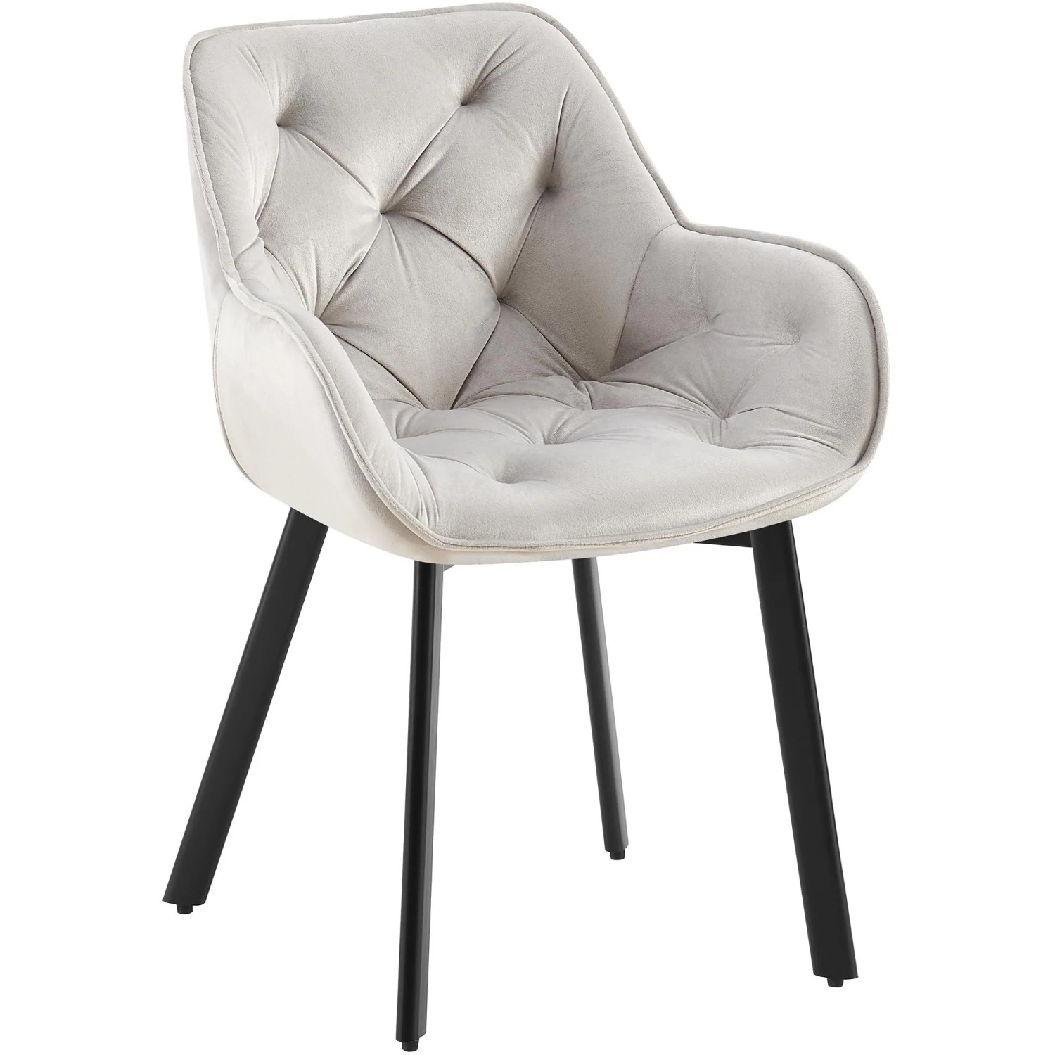 DELUKE 2er Set Esszimmerstuhl VOVER Samt Grau 57x62x84cm Essstühle Esszimmerstühle Küchenstühle Wohnzimmerstühle