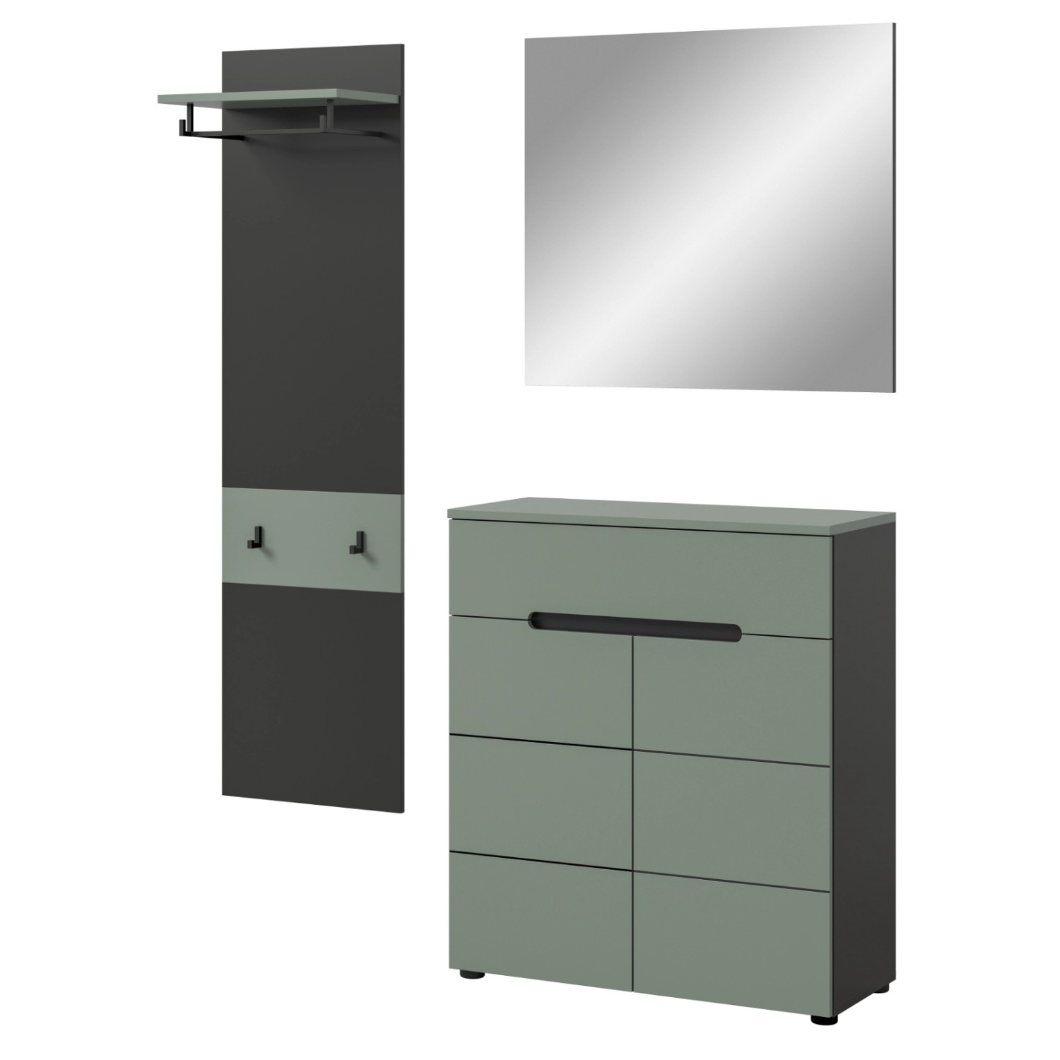 Inn.Furn Garderoben-Set 3-teilig in Salbei und Grau 140 cm Cooper günstig online kaufen