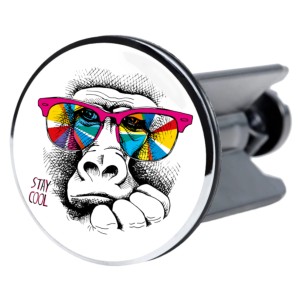 Sanilo Waschbeckenstöpsel mit Gorilla-Motiv und bunter Sonnenbrille.