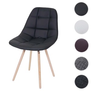 Schwarzer MCW Esszimmerstuhl A60 II mit Kunstlederbezug und Holzfüßen.