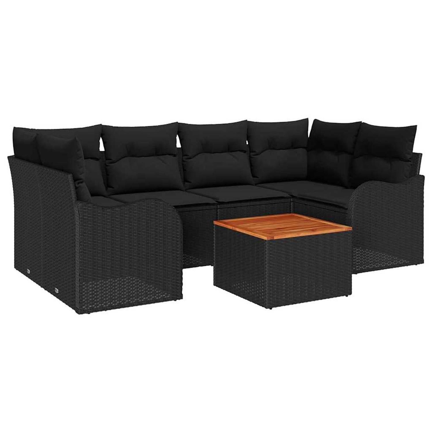 vidaXL Garten-Sofa-Set 7-Tlg Schwarz Poly Rattan 3347408 günstig online kaufen