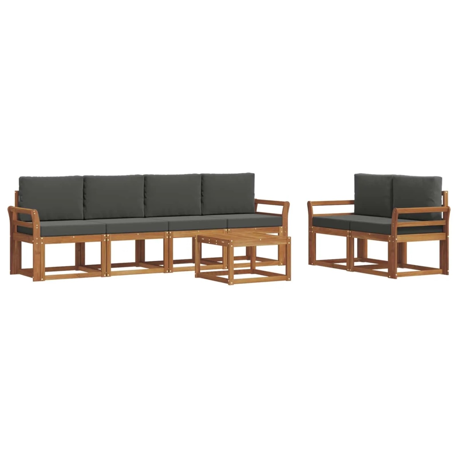 vidaXL Outdoor-Sofagarnitur mit Kissen 7 Stk Natur und Anthrazit 3366045
