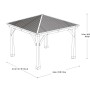 Skizze des Westmann Holz Pavillon Devon 366x366 cm mit Aluminiumdach und Maßangaben.