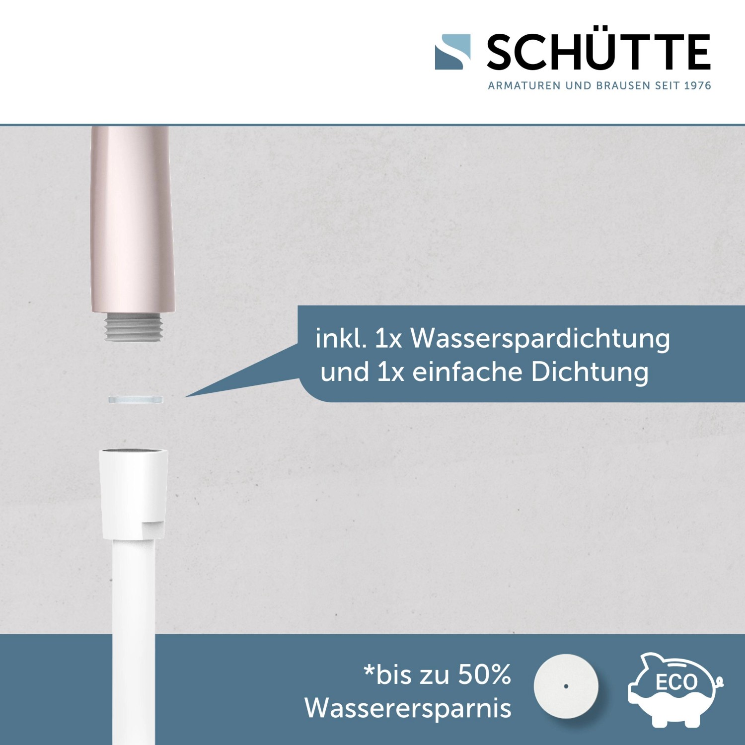 Schütte Handbrause Capri Rosé/Weiß mit Dichtungen für Wassersparfunktion.