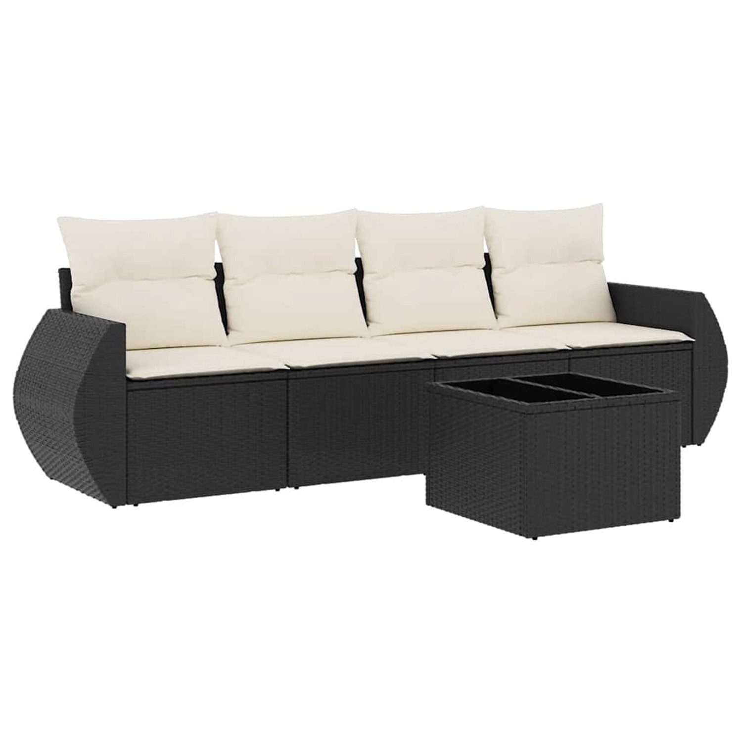vidaXL 5-Tlg Garten-Sofagarnitur mit Kissen Schwarz Poly Rattan 3253423 günstig online kaufen