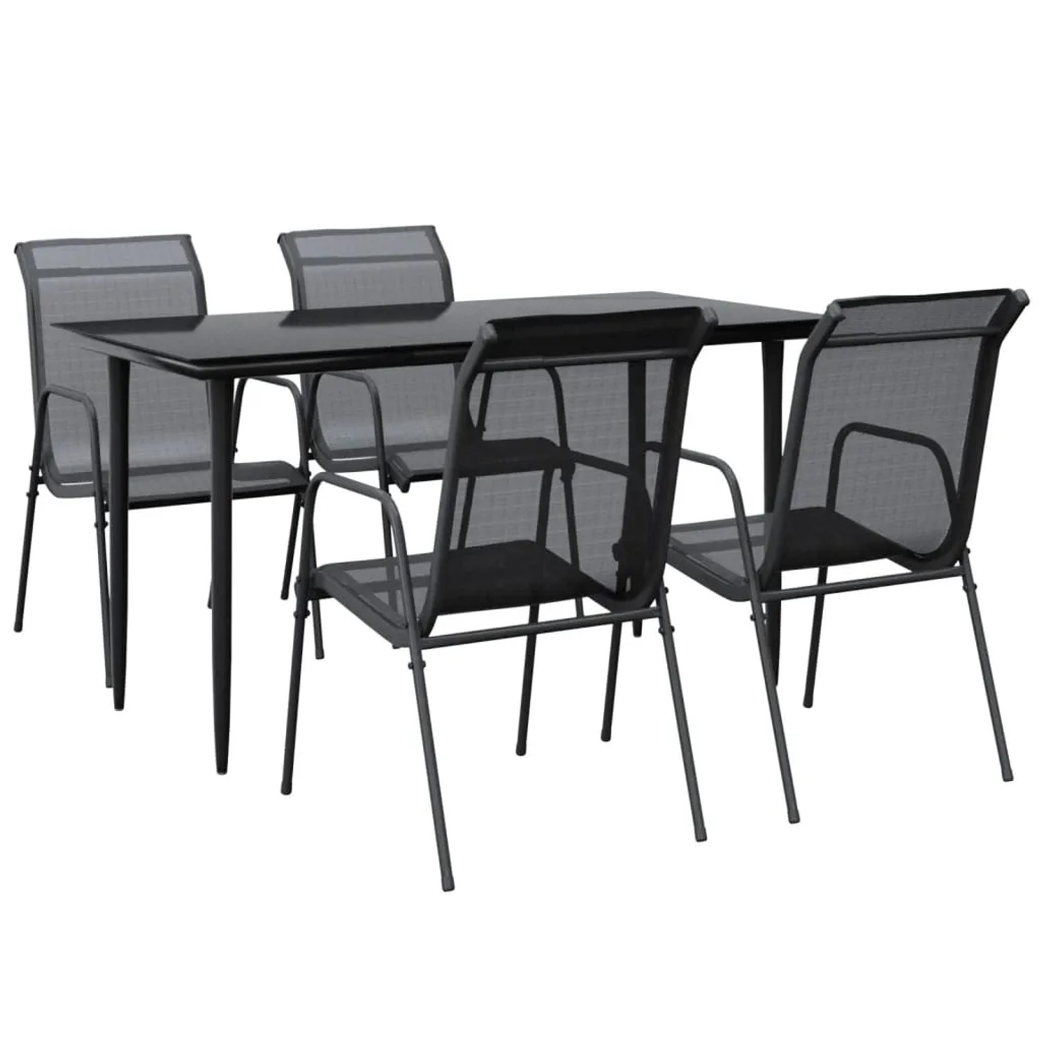 VidaXL 5-Tlg Garten-Essgruppe Schwarz Stahl Und Textilene 3200684