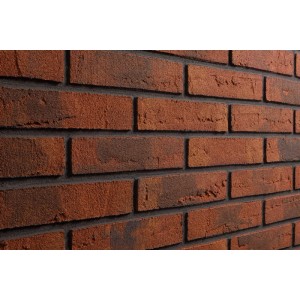 Elabrick Verblender Gdansk, rot geflammt, 210x50 mm, für Innen & Außen. Detailaufnahme der Backsteinoptik.