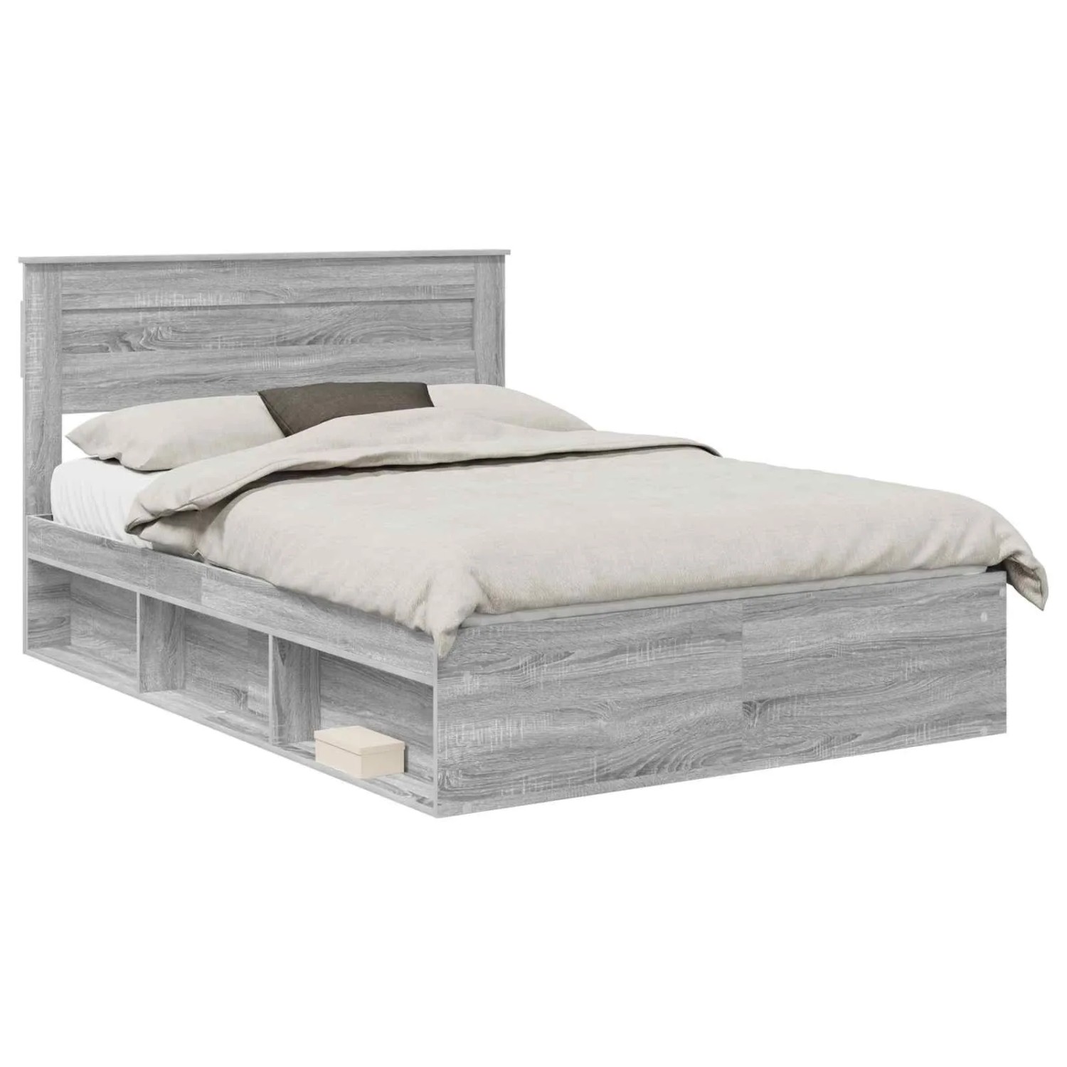 vidaXL Bettrahmen Grau Sonoma 150 x 200 cm Massives Kiefernholz 3409748