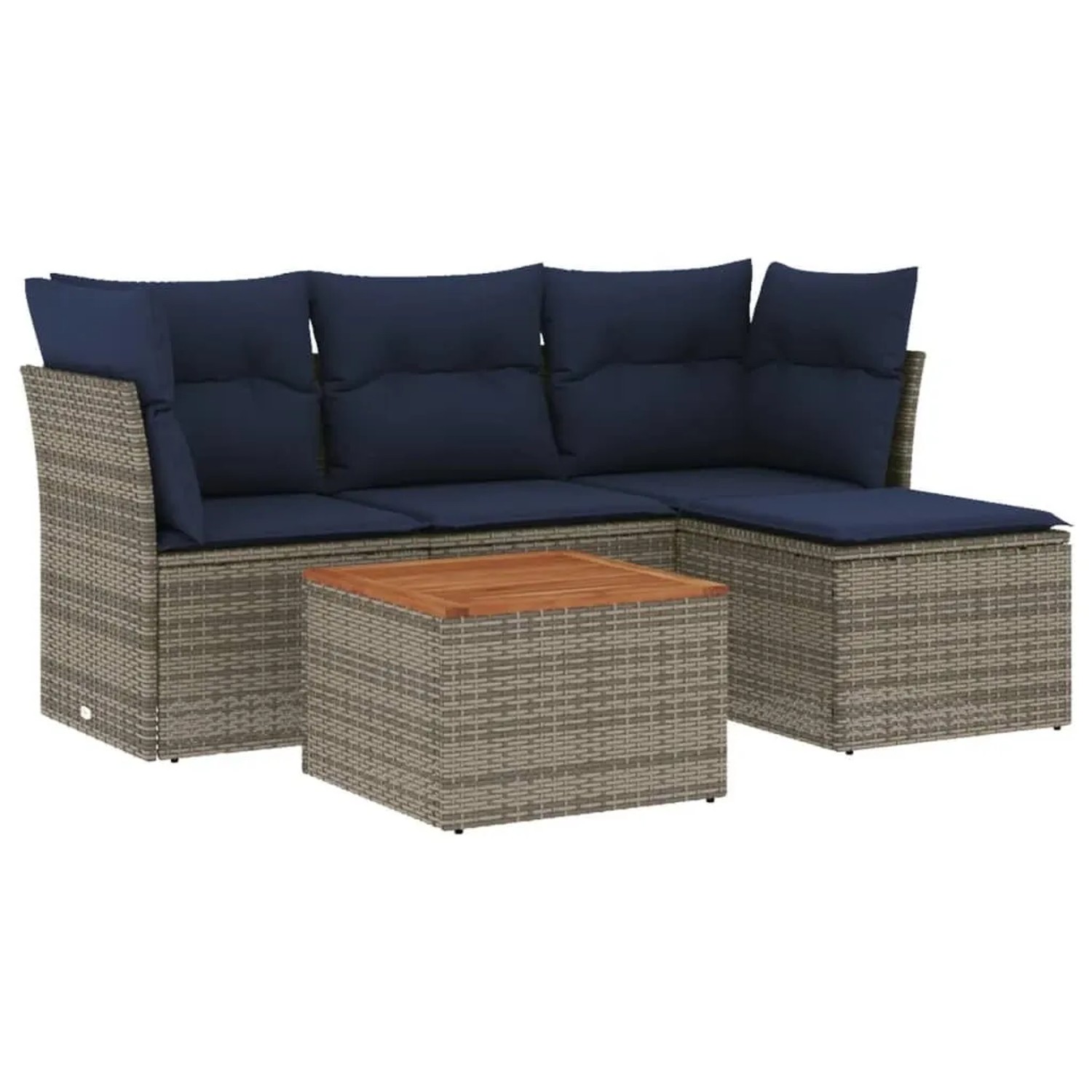 vidaXL 5-Tlg Gartensofa-Set mit Kissen Grau Polyrattan 3255942 günstig online kaufen