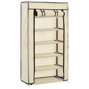 vidaXL Schuhschrank mit Abdeckung Cremeweiß 58 x 28 x 106 cm Stoff 282429
