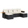 vidaXL 6-Tlg Garten-Sofagarnitur mit Kissen Schwarz Poly Rattan 3325997