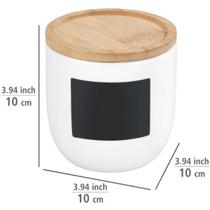 Wenko Waia Aufbewahrungsdose aus Keramik mit Bambusdeckel und Beschriftungsfeld, 0,45 l.