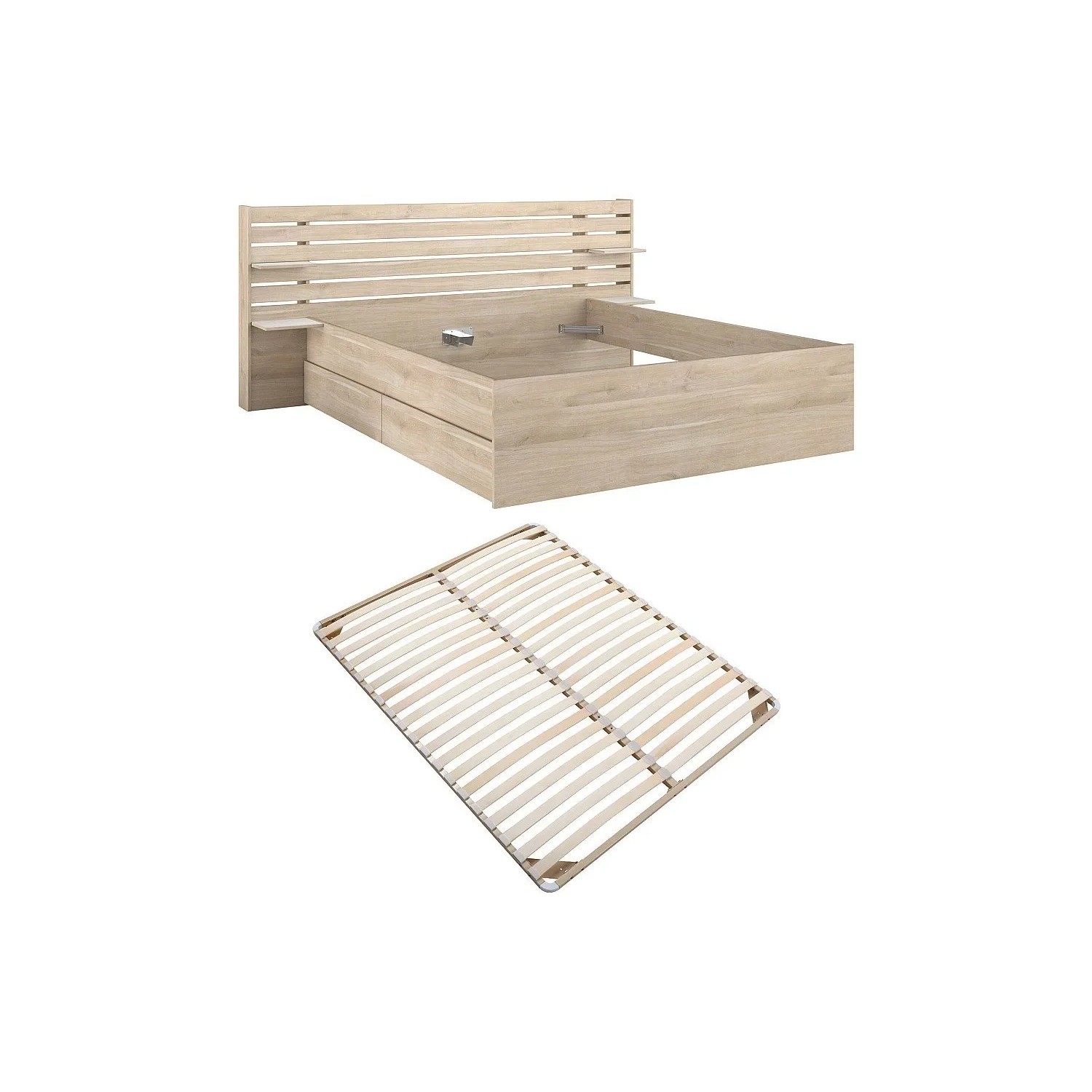 Vente-unique Bettrahmen Tenalia Naturfarben Hell 235.4 cm
