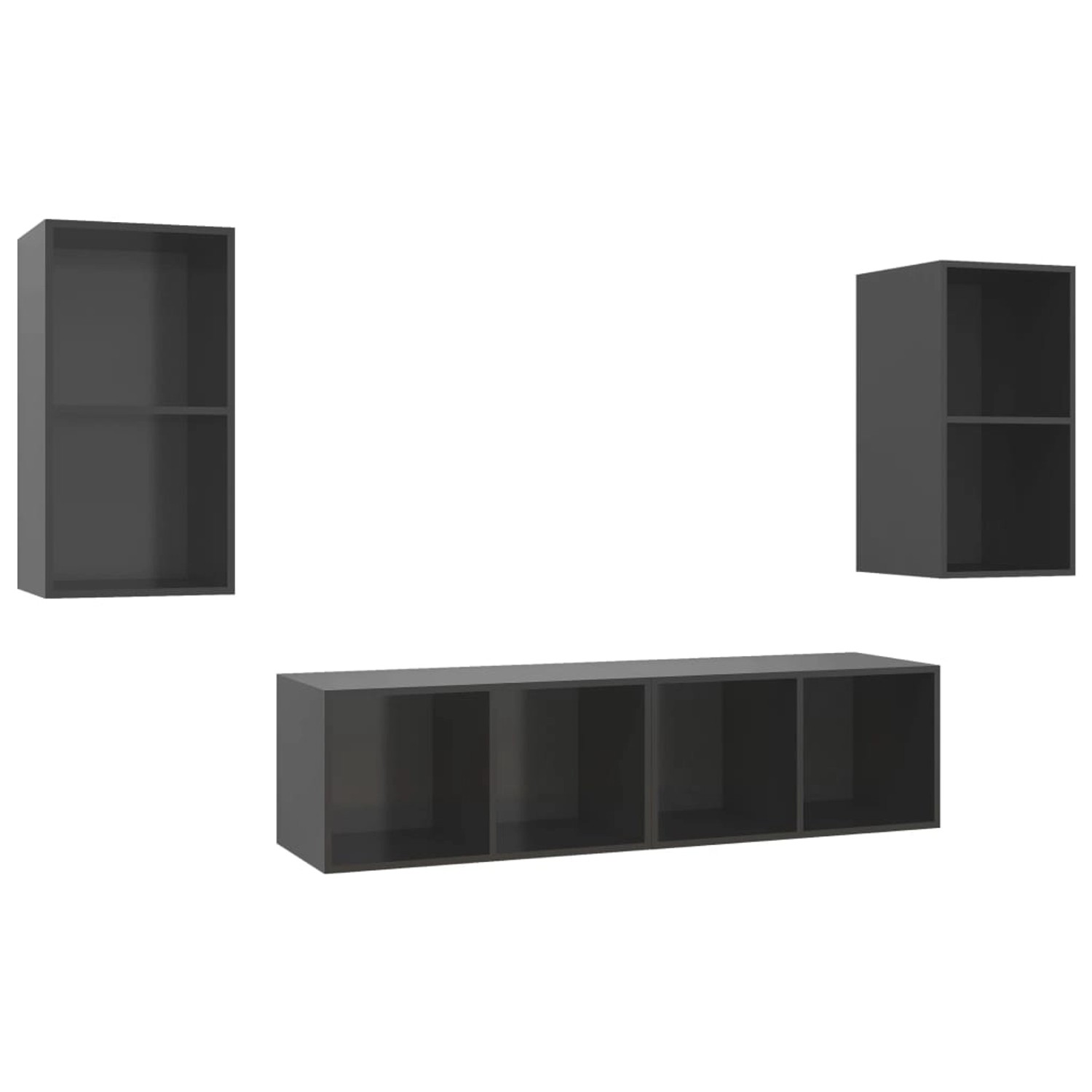 vidaXL TV-Wandschränke 4 Stk Hochglanz-Grau Holzwerkstoff 3079879