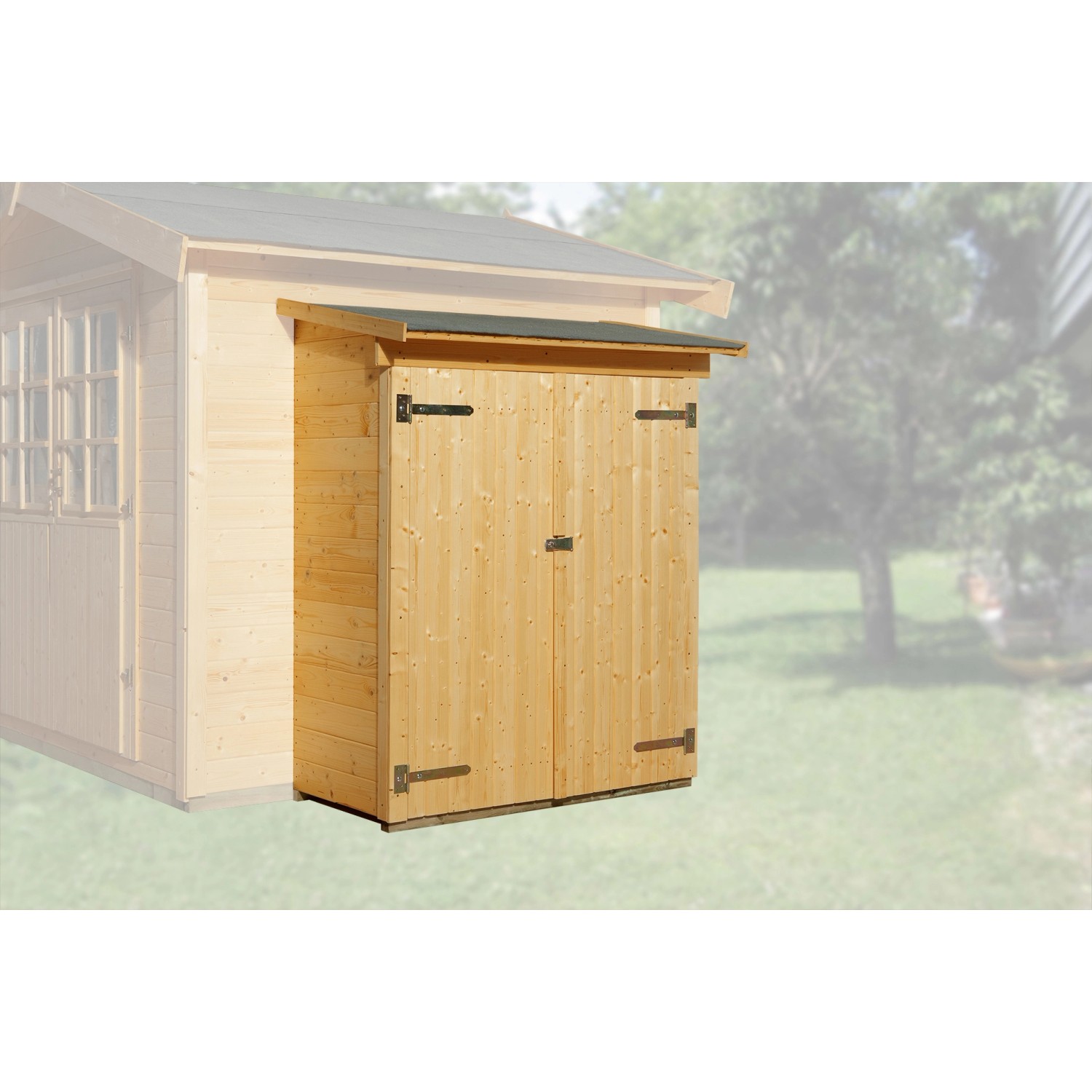 Anbauschrank Lasiert 65 x 128cm für Weka Gartenhäuser mit Wandstärke 19 und 21mm