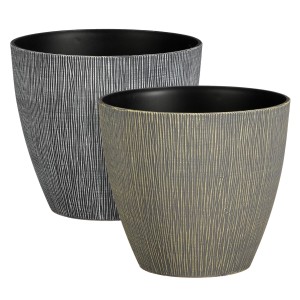 Mica Decorations Blumentöpfe Mambo, 2er-Set, grau und grün, 20 cm hoch, Ø 22,5 cm.