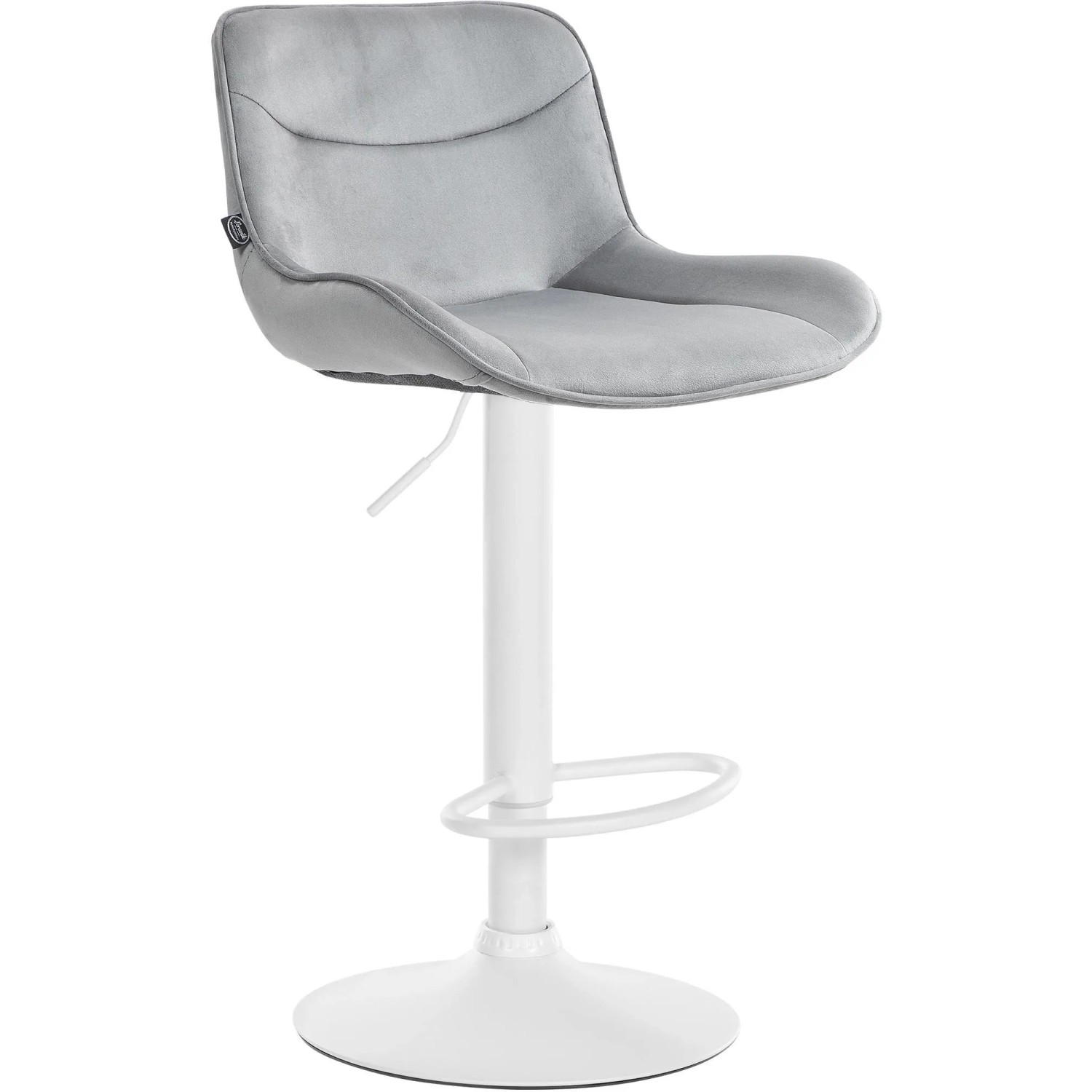DELUKE Barhocker RAGAD Samt Grau 49x51x85cm Weiß Barstuhl Höhenverstellbar Mit Lehne Drehbar Tresenhocker Tresenstuhl