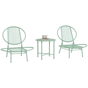 Outsunny Bistro-Set 3-teilig Kunststoff  Stahl 74L x 68B x 78H cm