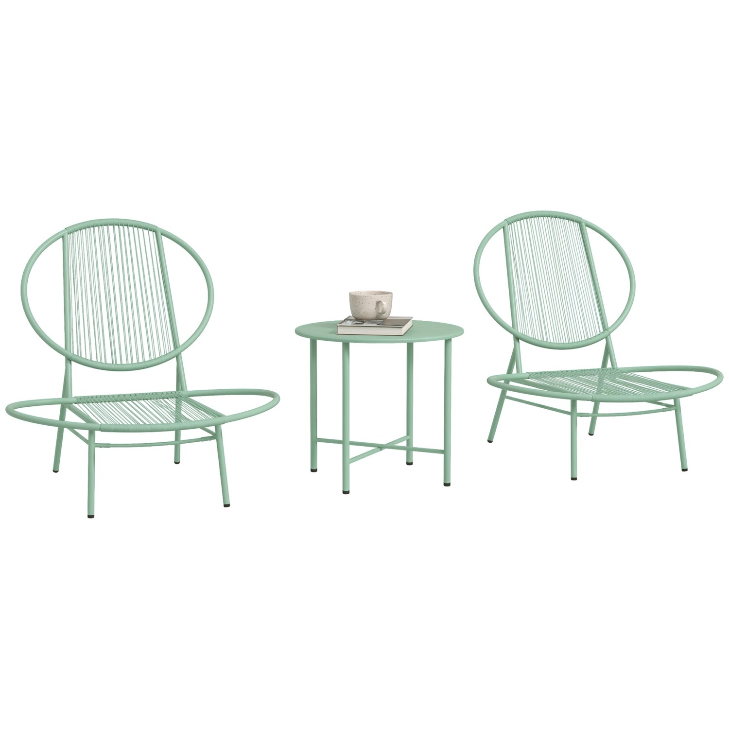 Outsunny Bistro-Set 3-teilig Kunststoff  Stahl 74L x 68B x 78H cm günstig online kaufen