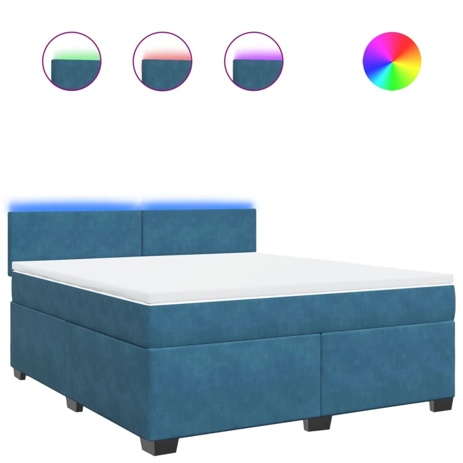vidaXL Boxspringbett mit Matratze Blau 180x200 cm Samt 3288676 günstig online kaufen